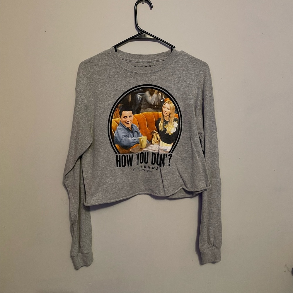 Grey cropped long sleeve. HOW YOU DOIN’ catchphrase from the show Friends!